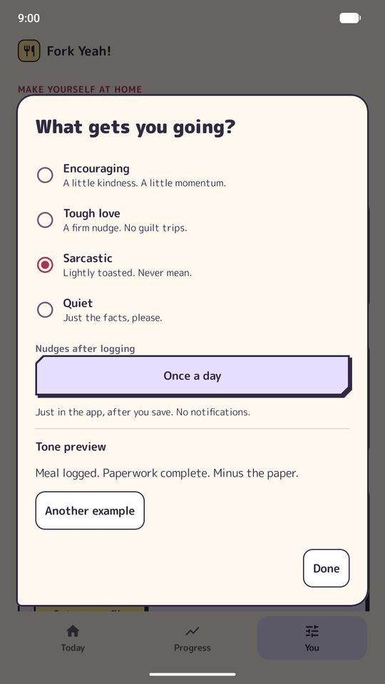 Choosing the companion's personality